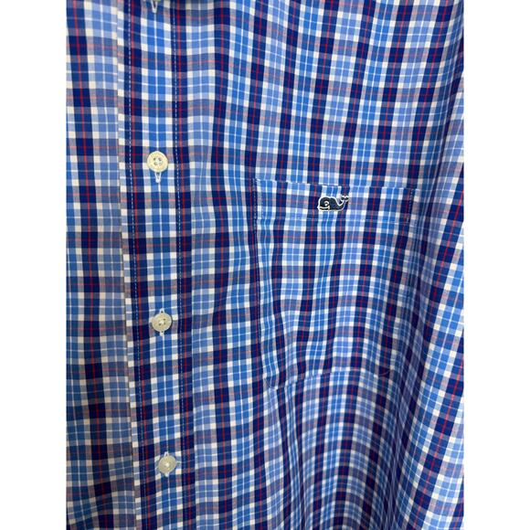 Vineyard Vines Men's Tattersall Classic Fit Poplin Button-Down Shirt Blue Sz XL - Picture 5 of 11